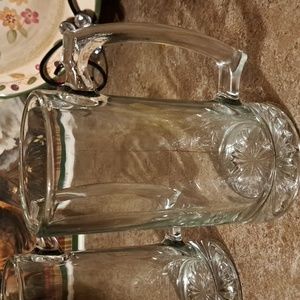 2 clear heavy beer mug steins